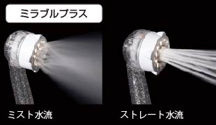 ミスト水流とストレート水流を使い分け