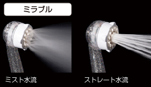 ミスト水流とストレート水流を使い分け