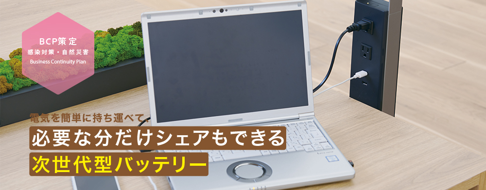 必要な分だけシェアもできる <br>次世代型バッテリー